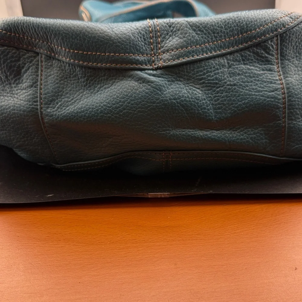 Tignanello Teal Leather Shoulder Bag